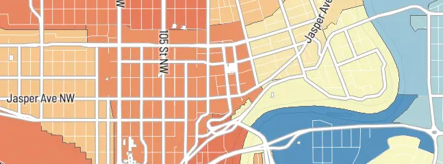 Map of a section in Downtown Edmonton